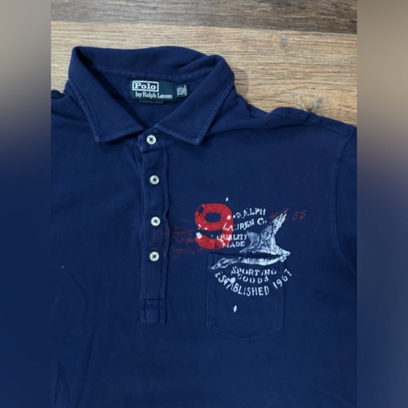 VTG Style Polo‎ Ralph Lauren Sporting Goods Navy Blue Polo Size XXL - Picture 3 of 6